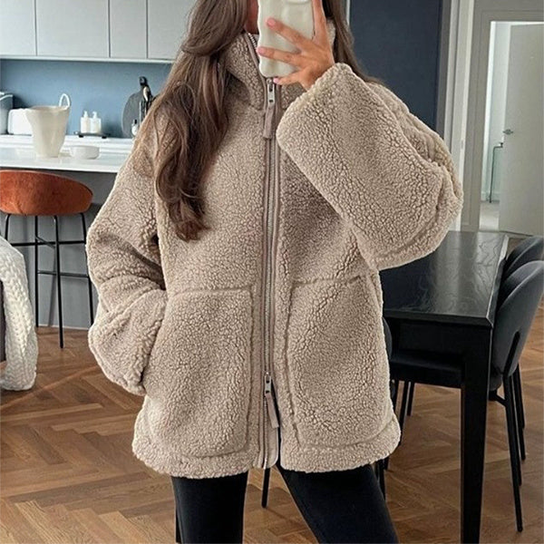 Manteau zippé à revers d'hiver