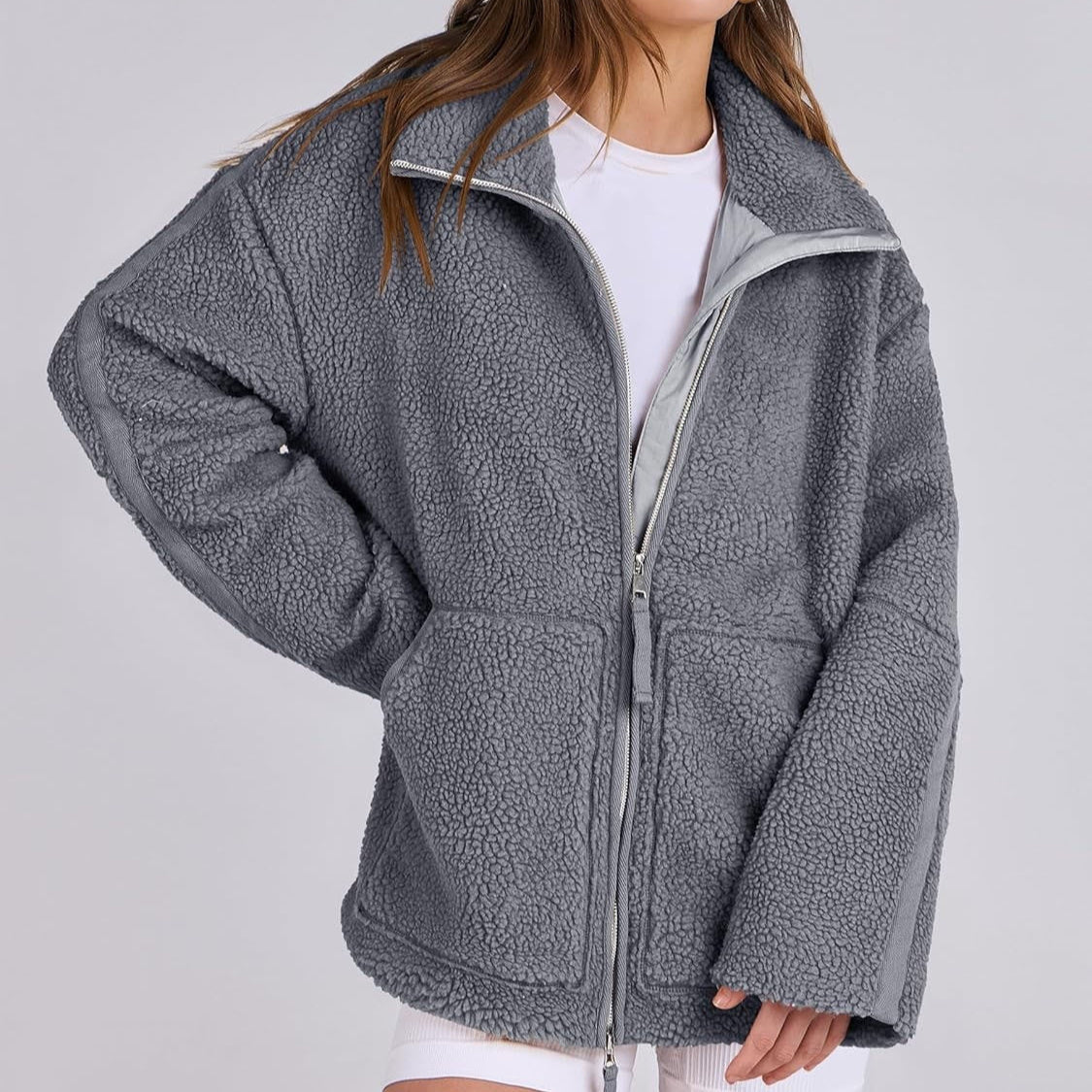 Manteau zippé à revers d'hiver